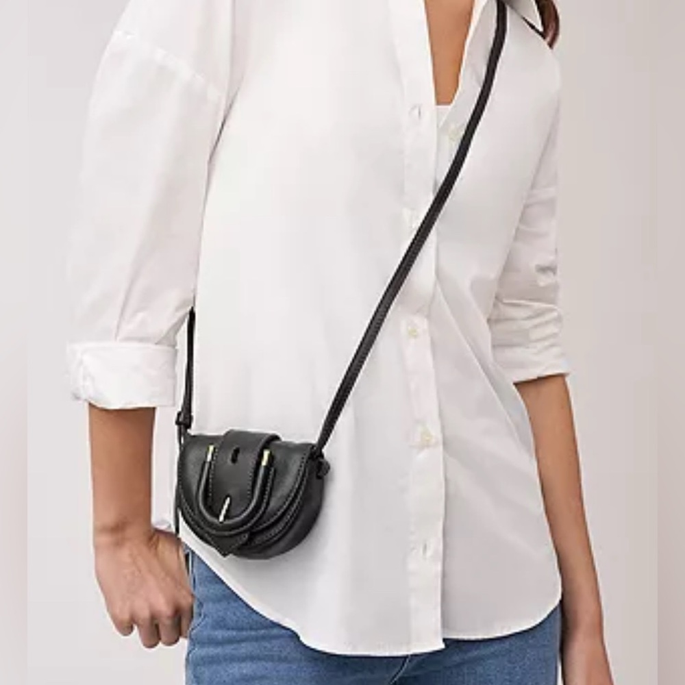 ๐NWT๐Fossil Harwell Mini Flap Crossbody Black Leather Purse - Picture 14 of 16